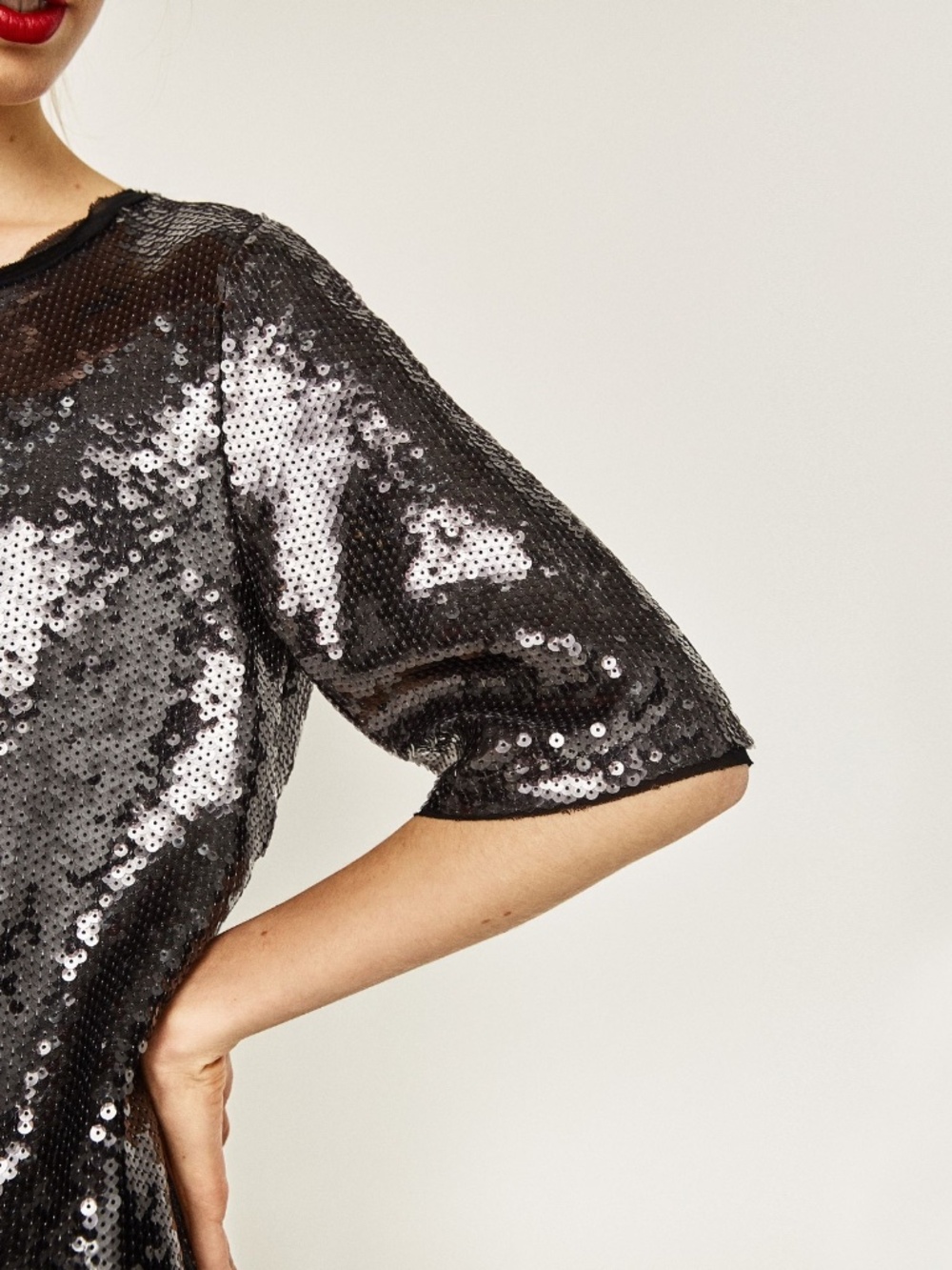 Zara Black Silver Sequin Top - EUC - Picture 4 of 5